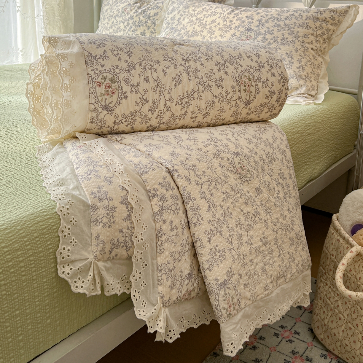 91家纺网 家纺一手货源 找家纺 （总）十里居 2026新款A类全棉花边泡芙棉夏凉被