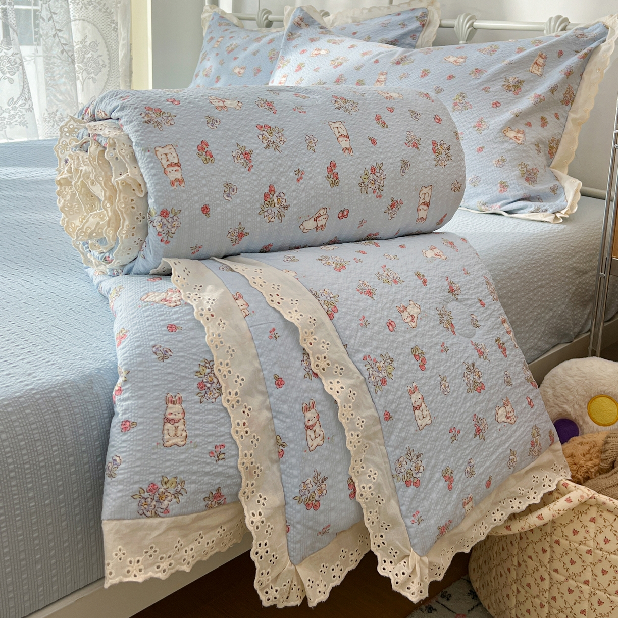 91家纺网 家纺一手货源 找家纺 （总）十里居 2026新款A类全棉花边泡芙棉夏凉被