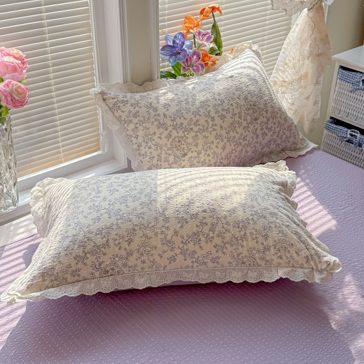 91家纺网 家纺一手货源 找家纺 玉海棠家纺 2026新款泡芙纱全棉纯棉蕾丝花边夏被-花笺系列（软乎乎的质感，治愈所有疲惫） 花笺-蕾丝花匣