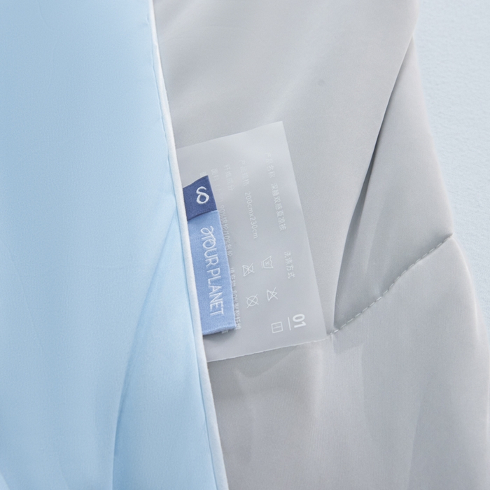 91家纺网 家纺一手货源 找家纺 库里梦家纺 2026春夏新款网红直播爆款A类锦氨深海水藻凉感被夏凉被空调被 冰蓝-灰