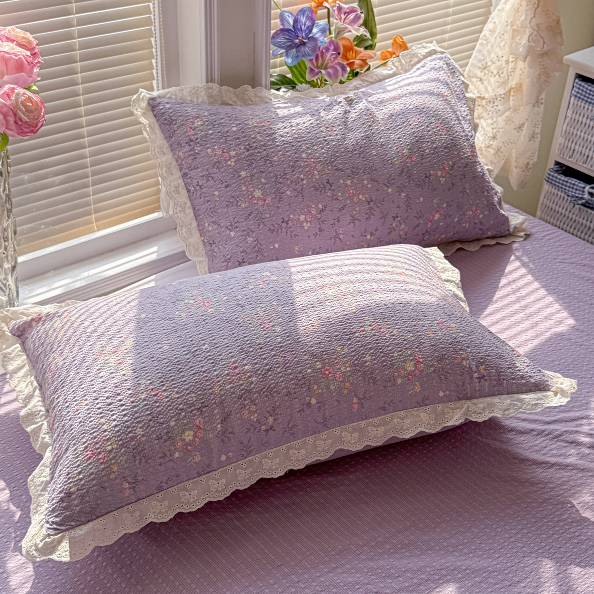 91家纺网 家纺一手货源 找家纺 玉海棠家纺 2026新款泡芙纱全棉纯棉蕾丝花边夏被-花笺系列（软乎乎的质感，治愈所有疲惫） 花笺-松间茶事