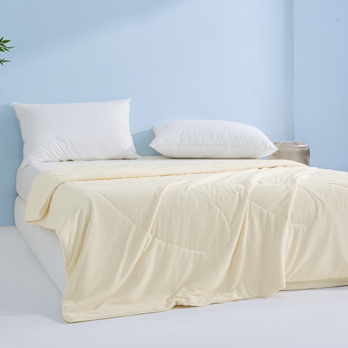 91家纺网 家纺一手货源 找家纺 库里梦家纺 2026春夏新款网红直播爆款A类锦氨深海水藻凉感被夏凉被空调被 奶油黄