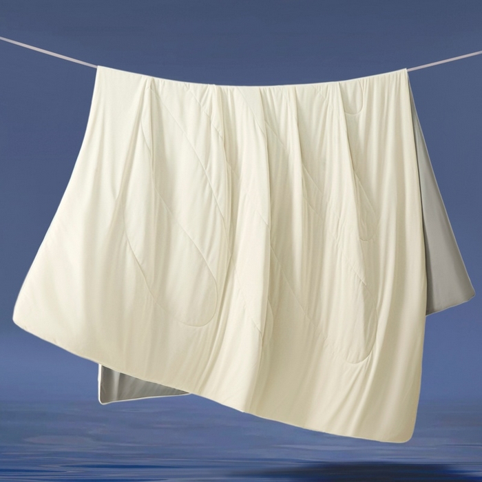 91家纺网 家纺一手货源 找家纺 库里梦家纺 2026春夏新款网红直播爆款A类锦氨深海水藻凉感被夏凉被空调被 奶油黄-灰