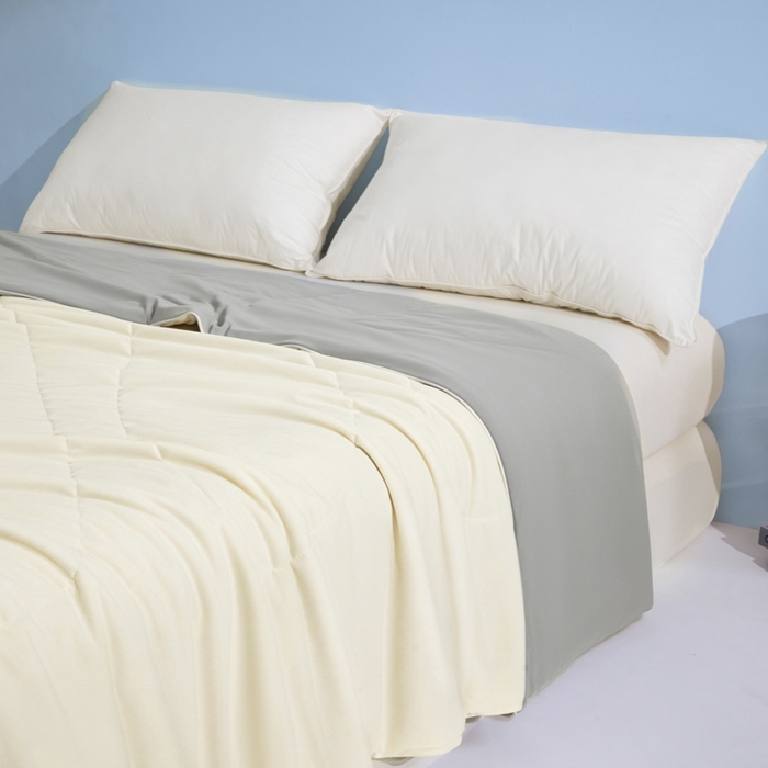 91家纺网 家纺一手货源 找家纺 库里梦家纺 2026春夏新款网红直播爆款A类锦氨深海水藻凉感被夏凉被空调被 奶油黄-灰