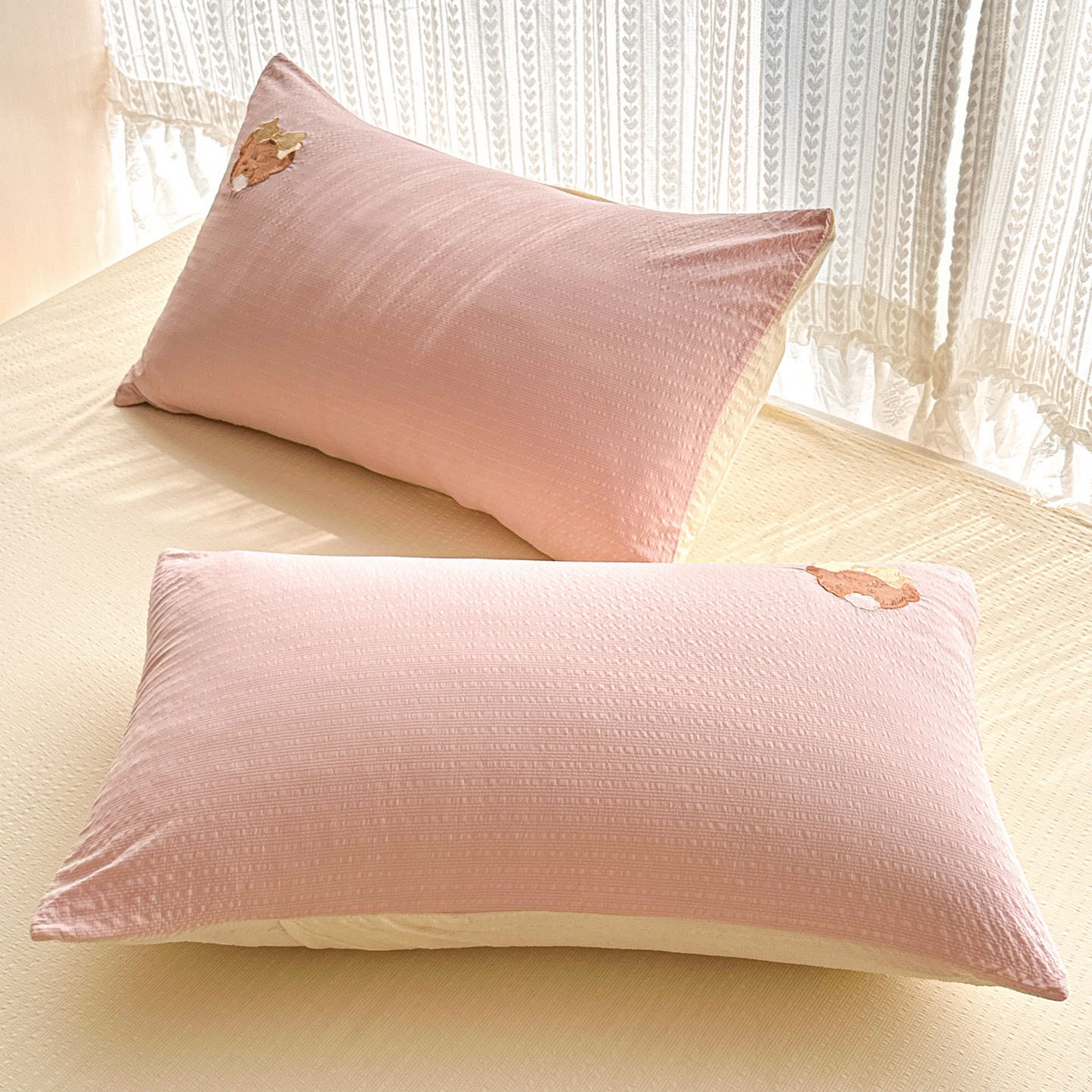 91家纺网 家纺一手货源 找家纺 玉海棠家纺 2026新款泡芙纱夏被夏凉被空调被贴布绣四件套-安妮公主系列 安妮公主-雅致粉