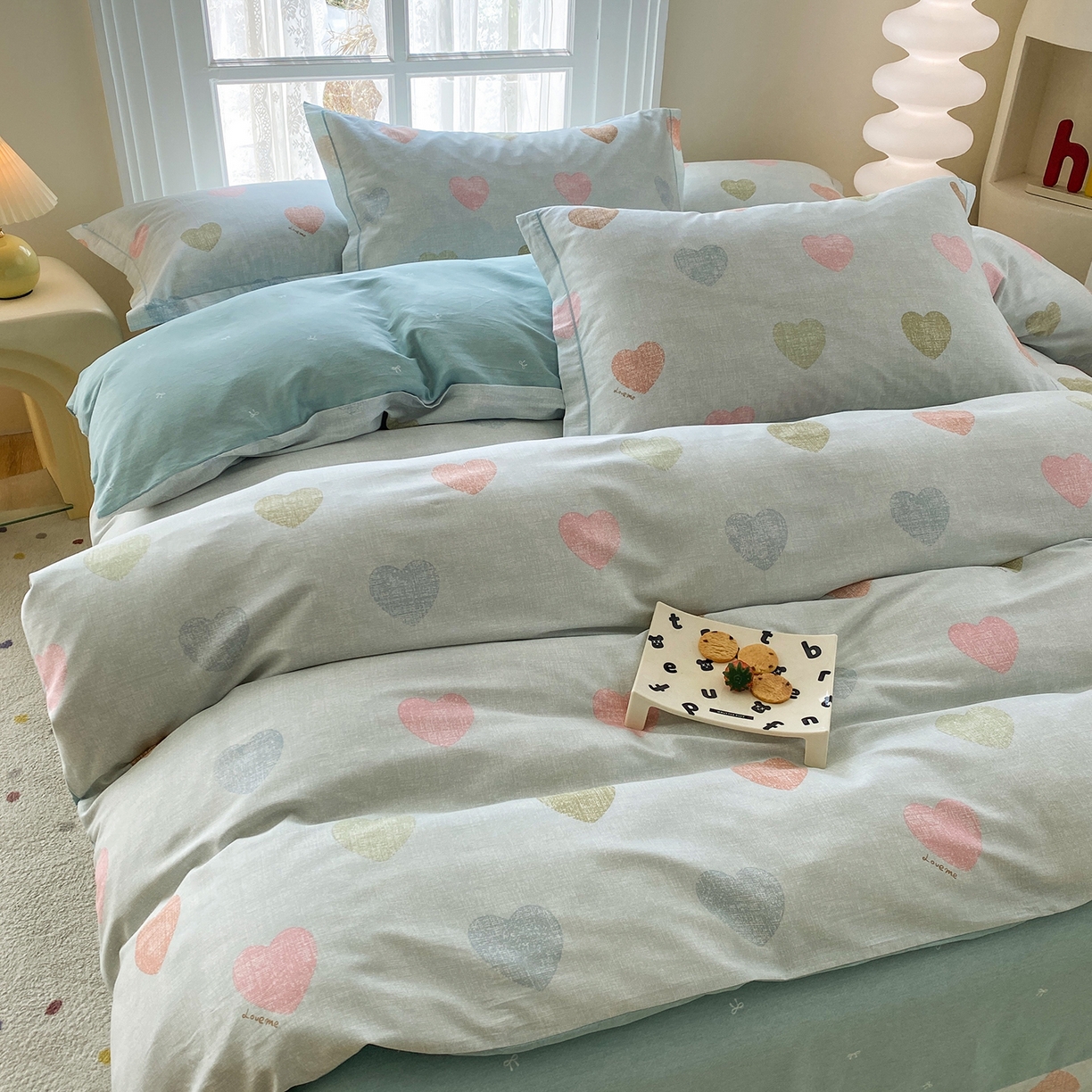 91家纺网 家纺一手货源 找家纺 钰锦铂2026新款直播爆款全棉四件套13070吊边床单一字绣印花纯棉三件套四件套 初心-绿