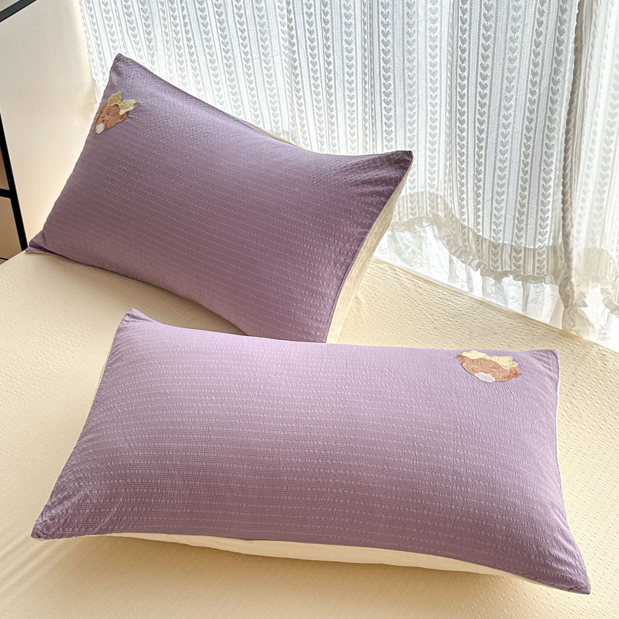 91家纺网 家纺一手货源 找家纺 玉海棠家纺 2026新款泡芙纱夏被夏凉被空调被贴布绣四件套-安妮公主系列 安妮公主-优雅紫