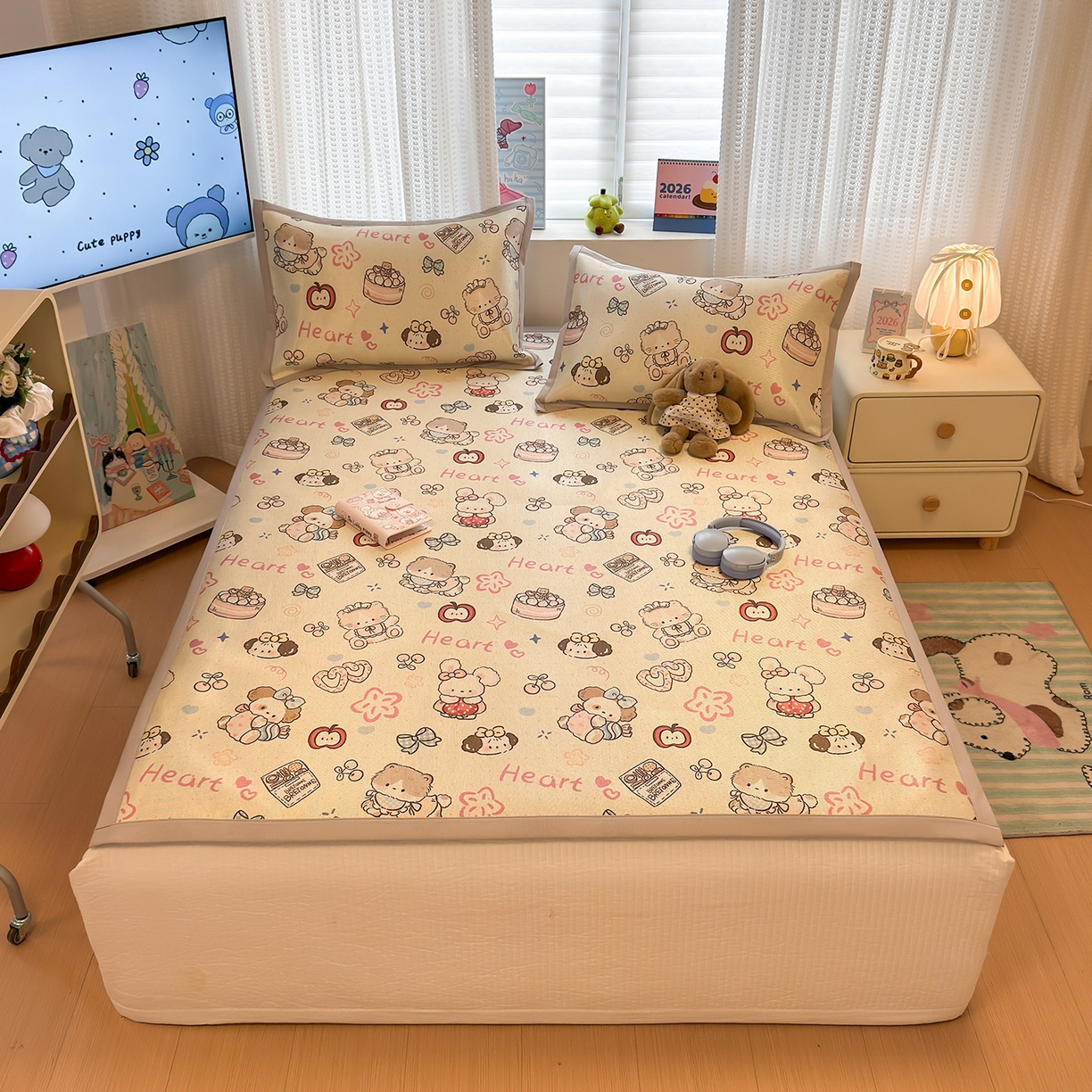 91家纺网 家纺一手货源 找家纺 （总）懒猫家纺 2026新款250D数码印花宽边圆网冰丝凉席