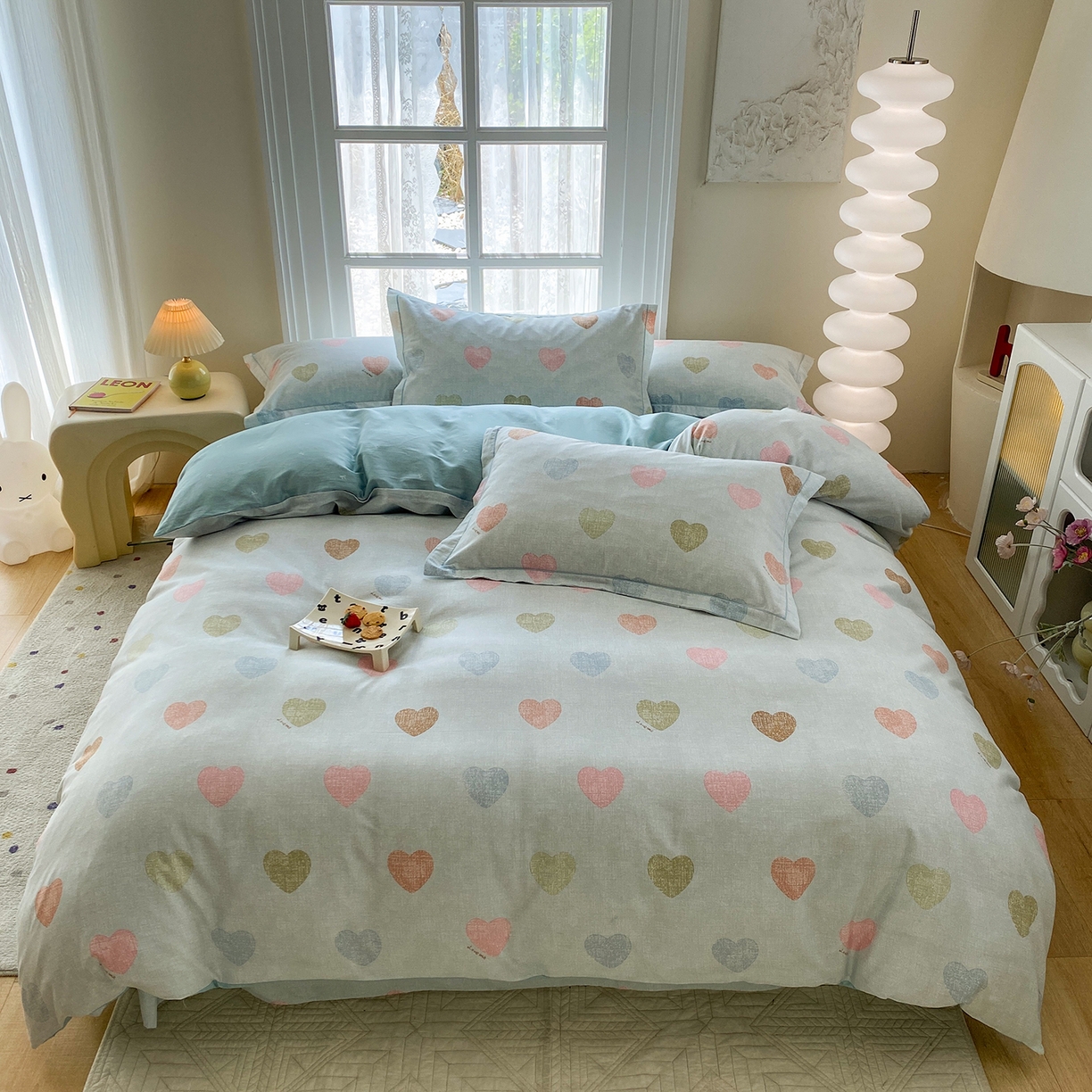 91家纺网 家纺一手货源 找家纺 钰锦铂2026新款直播爆款全棉四件套13070吊边床单一字绣印花纯棉三件套四件套 初心-绿