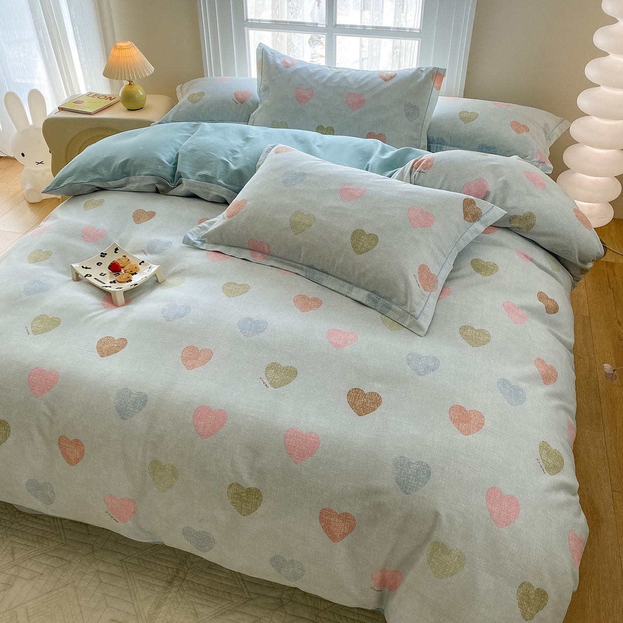 91家纺网 家纺一手货源 找家纺 钰锦铂2026新款直播爆款全棉四件套13070吊边床单一字绣印花纯棉三件套四件套 初心-绿