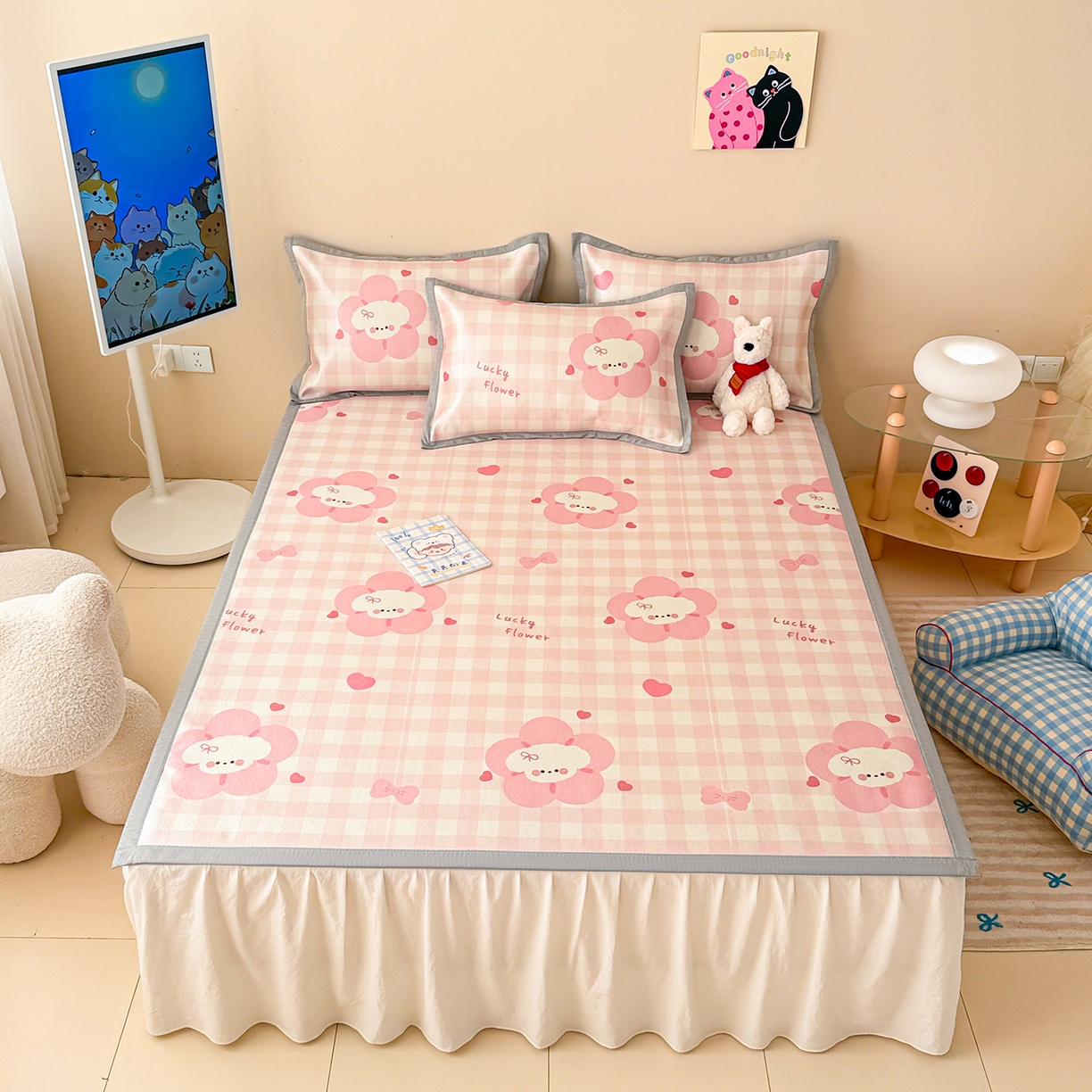 91家纺网 家纺一手货源 找家纺 （总）懒猫家纺 2026新款250D数码印花宽边圆网冰丝凉席