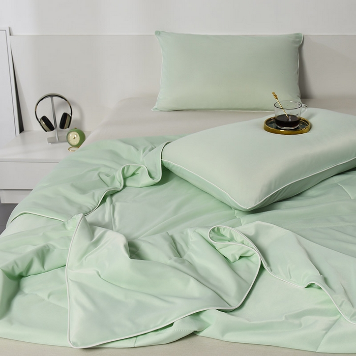 91家纺网 家纺一手货源 找家纺 库里梦家纺 2026新款凉感丝冰激凌夏被夏凉被空调被 绿色