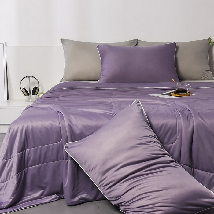 91家纺网 家纺一手货源 找家纺 库里梦家纺 2026新款凉感丝冰激凌夏被夏凉被空调被 紫色