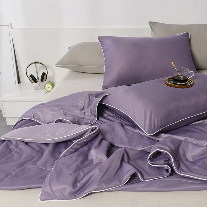 91家纺网 家纺一手货源 找家纺 库里梦家纺 2026新款凉感丝冰激凌夏被夏凉被空调被 紫色