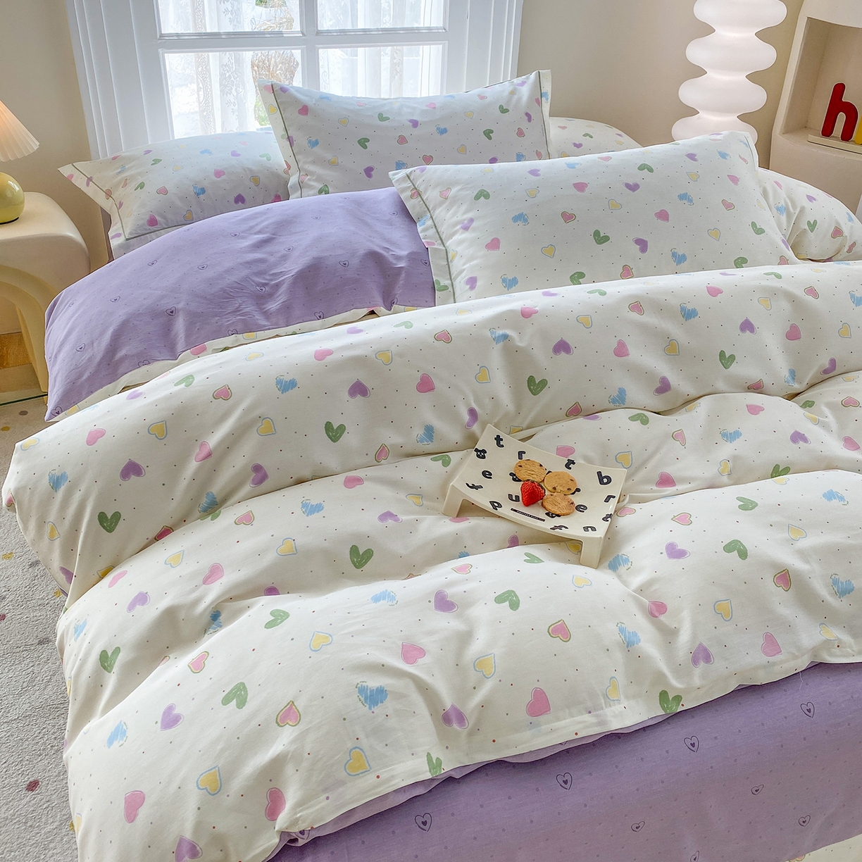 钰锦铂2026新款直播爆款全棉四件套13070吊边床单一字绣印花纯棉三件套四件套 简爱-米