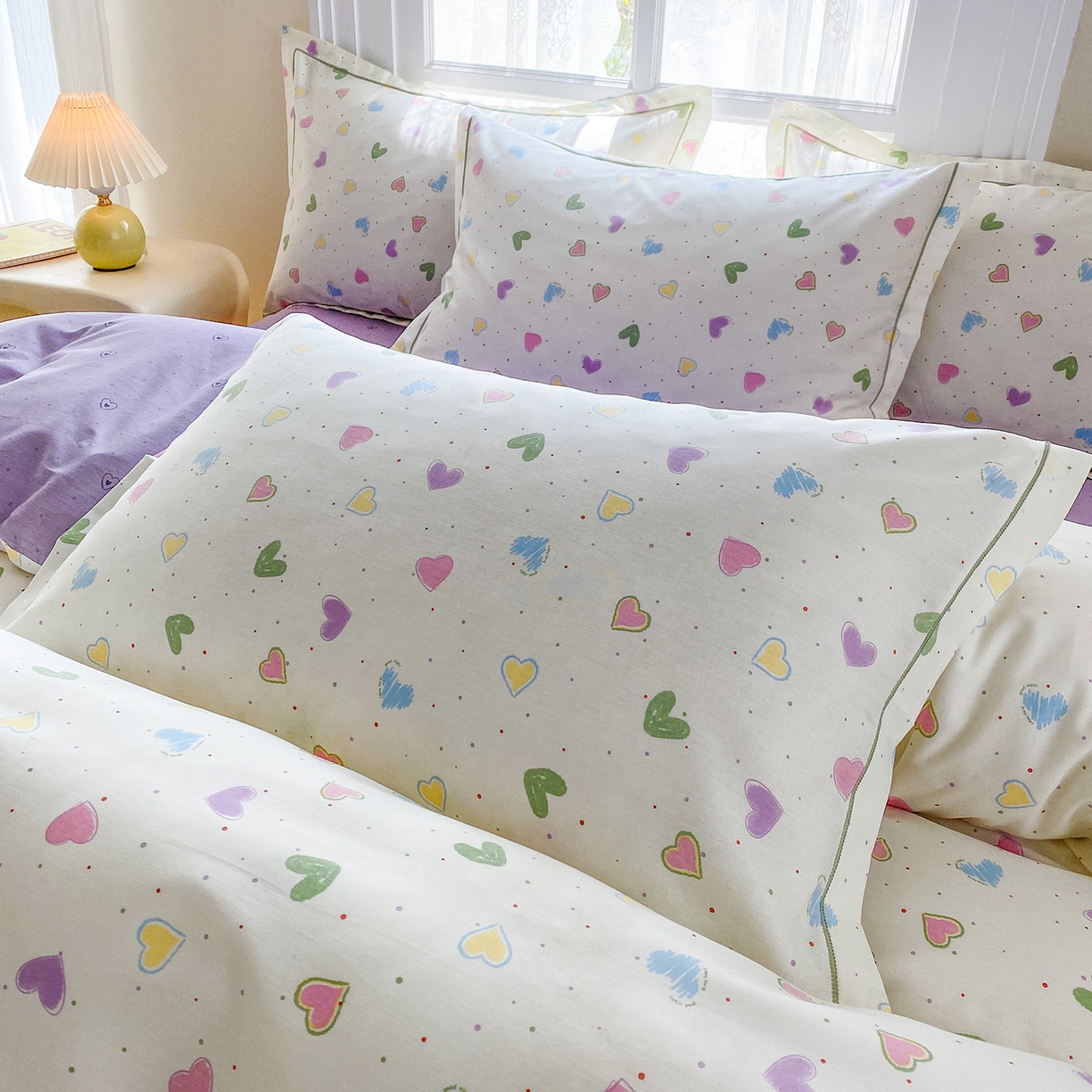 91家纺网 家纺一手货源 找家纺 钰锦铂2026新款直播爆款全棉四件套13070吊边床单一字绣印花纯棉三件套四件套 简爱-米