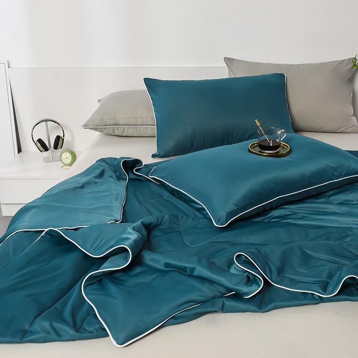 91家纺网 家纺一手货源 找家纺 库里梦家纺 2026新款凉感丝冰激凌夏被夏凉被空调被 蓝色