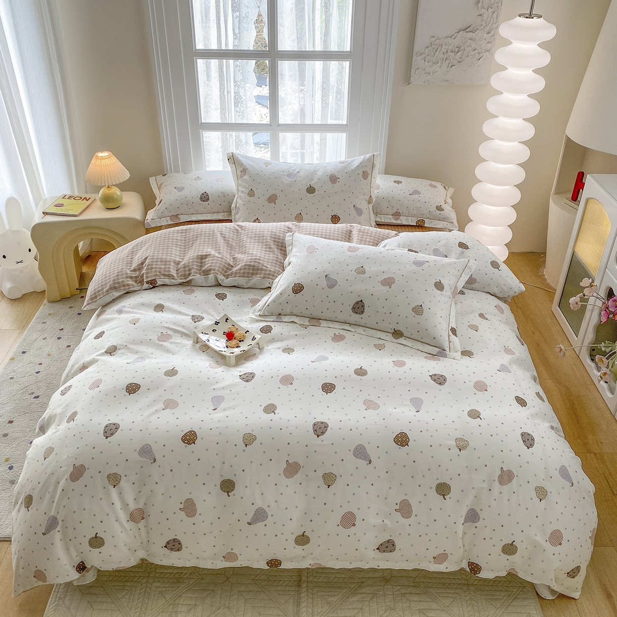 91家纺网 家纺一手货源 找家纺 钰锦铂2026新款直播爆款全棉四件套13070吊边床单一字绣印花纯棉三件套四件套 南瓜多多-米