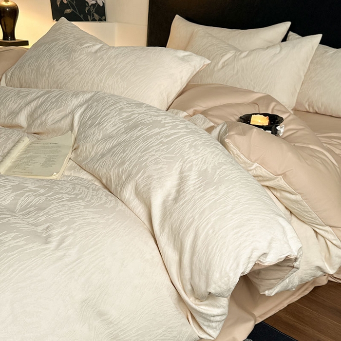 91家纺网 家纺一手货源 找家纺 佰亿莱 2026新款新疆长绒棉60支水洗提花四件套 柳丝白