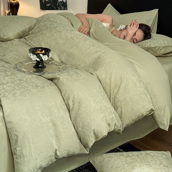 91家纺网 家纺一手货源 找家纺 佰亿莱 2026新款新疆长绒棉60支水洗提花四件套 茶韵