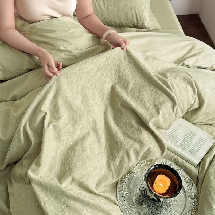 91家纺网 家纺一手货源 找家纺 佰亿莱 2026新款新疆长绒棉60支水洗提花四件套 茶韵