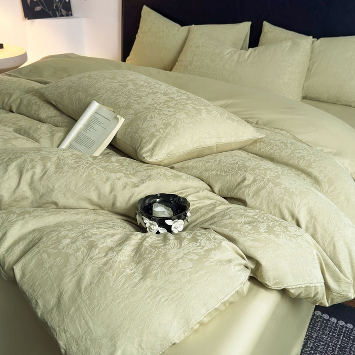 91家纺网 家纺一手货源 找家纺 佰亿莱 2026新款新疆长绒棉60支水洗提花四件套 茶韵