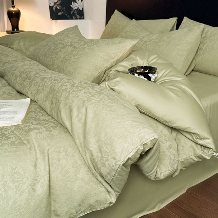 91家纺网 家纺一手货源 找家纺 佰亿莱 2026新款新疆长绒棉60支水洗提花四件套 茶韵