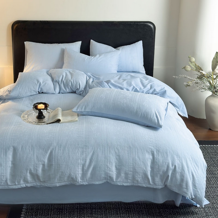 佰亿莱 2026新款新疆长绒棉60支水洗提花四件套 海之蓝