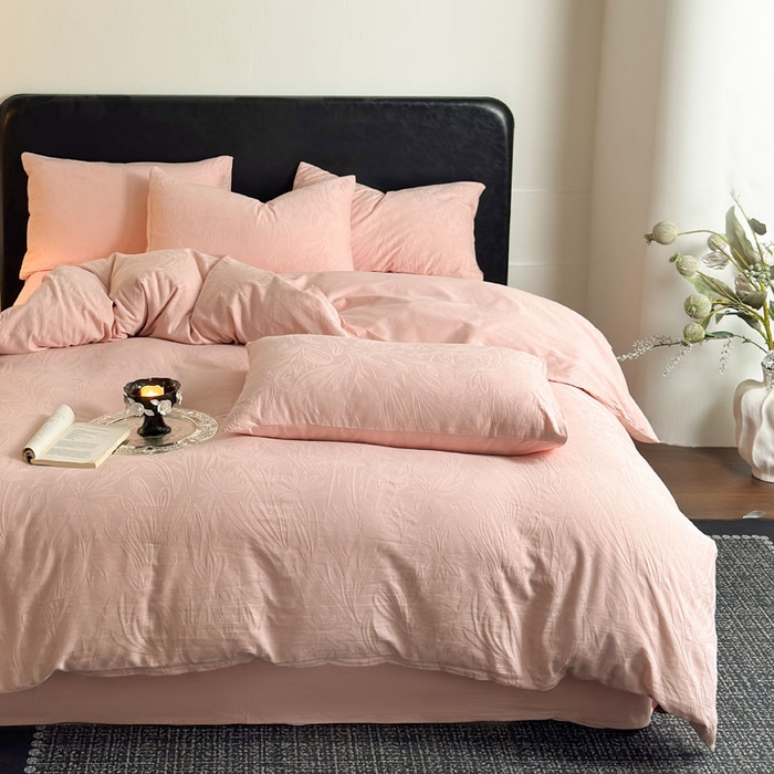 佰亿莱 2026新款新疆长绒棉60支水洗提花四件套 粉黛