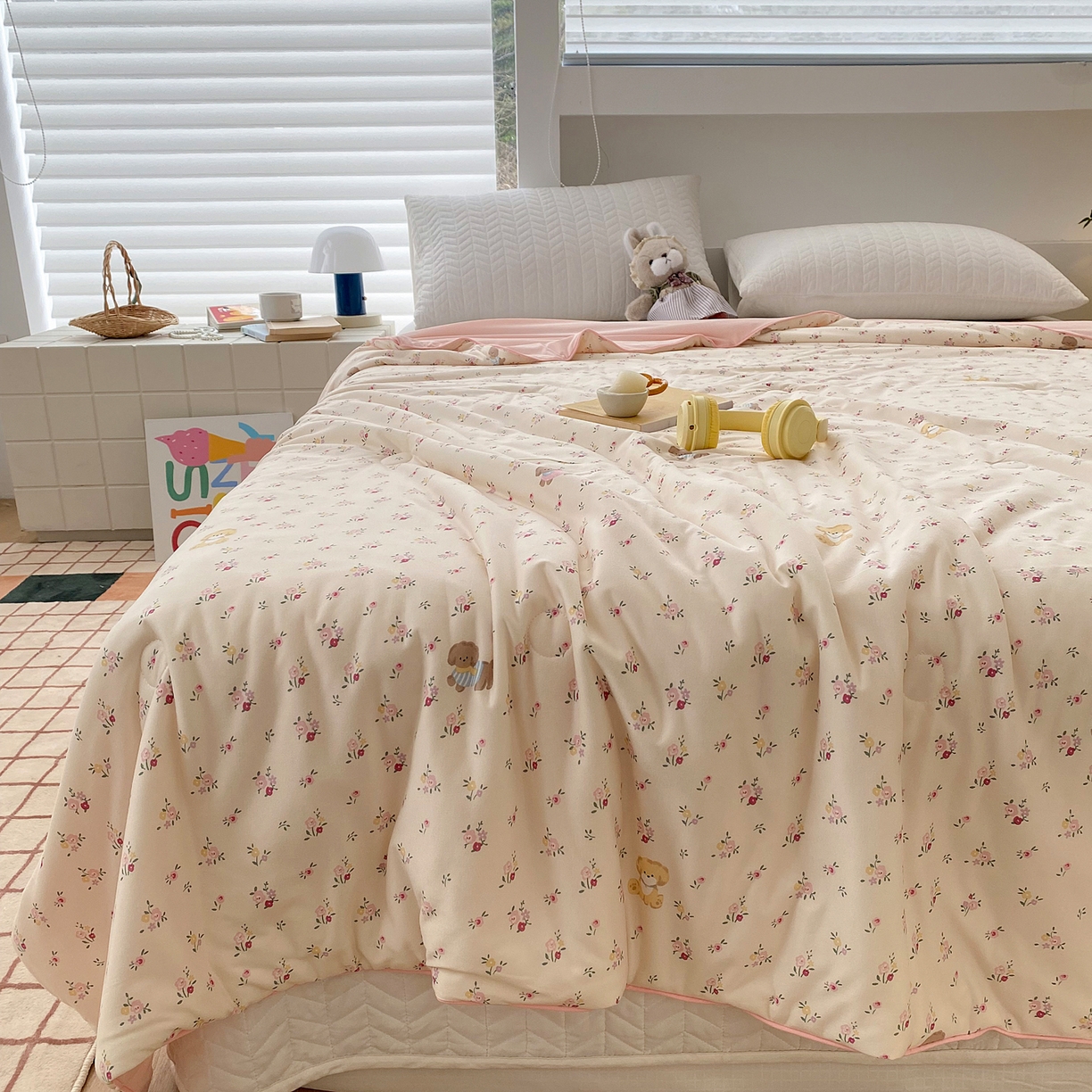 91家纺网 家纺一手货源 找家纺 薇玛仕 2026春夏新品A类针织棉锦氨凉感丝冰冰被儿童亲子夏凉被空调被 花田萌狗