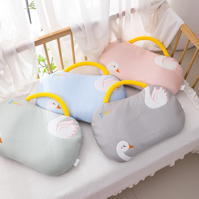 91家纺网 家纺一手货源 找家纺 （总）仁宇枕业 2026新款婴幼儿夏季冰豆豆凉豆豆儿童白天鹅系列荞麦枕头枕芯