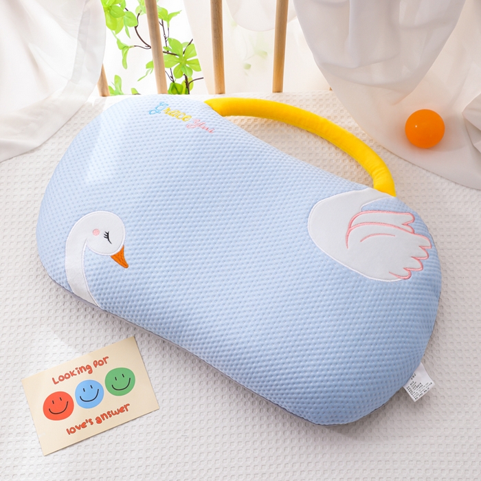 91家纺网 家纺一手货源 找家纺 （总）仁宇枕业 2026新款婴幼儿夏季冰豆豆凉豆豆儿童白天鹅系列荞麦枕头枕芯