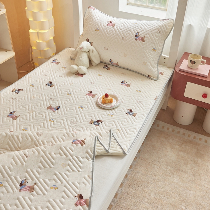 91家纺网 家纺一手货源 找家纺 舒居家纺 2026新款学生床全棉软床垫床盖 围脖狗狗