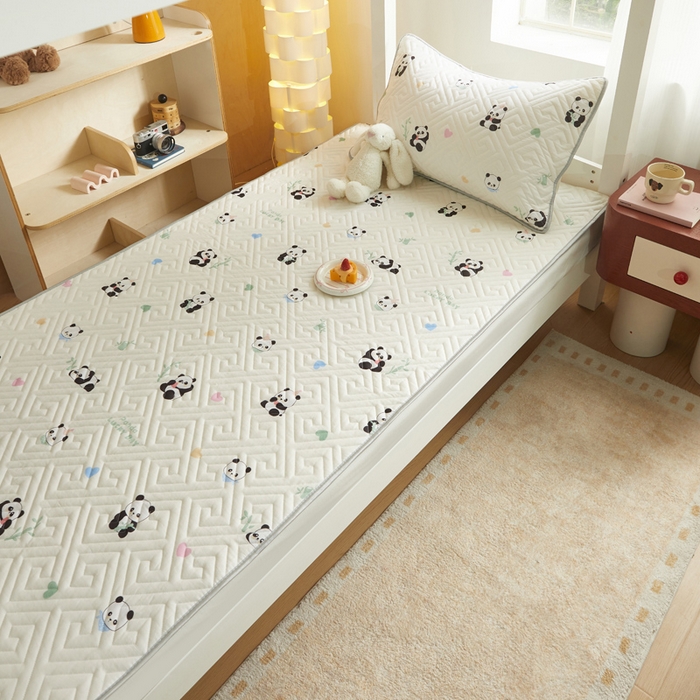 91家纺网 家纺一手货源 找家纺 舒居家纺 2026新款学生床全棉软床垫床盖 熊猫彩绘