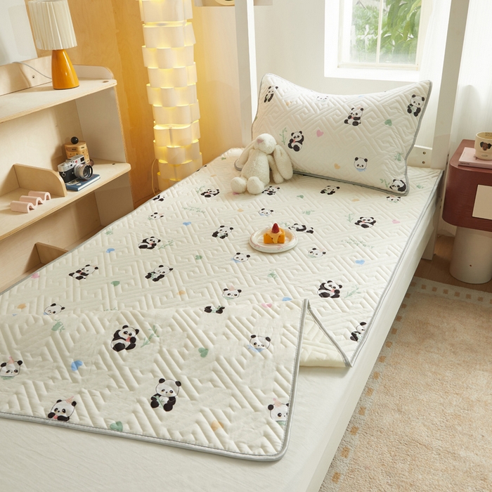 91家纺网 家纺一手货源 找家纺 舒居家纺 2026新款学生床全棉软床垫床盖 熊猫彩绘