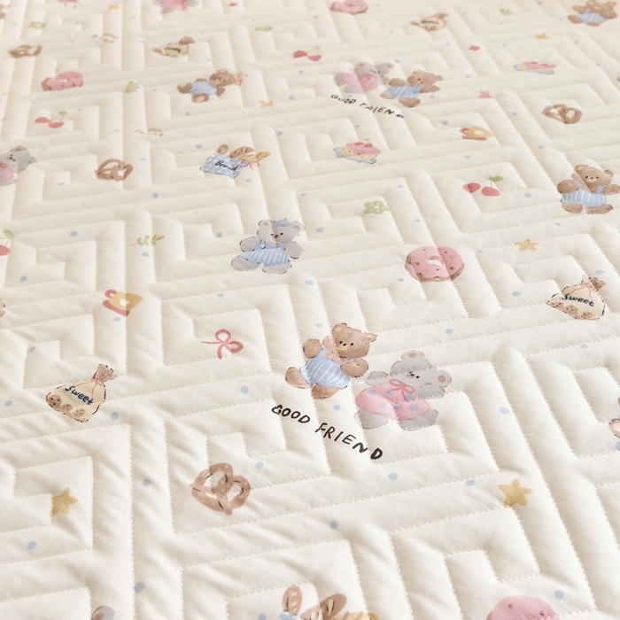 91家纺网 家纺一手货源 找家纺 舒居家纺 2026新款学生床全棉软床垫床盖 糕点熊