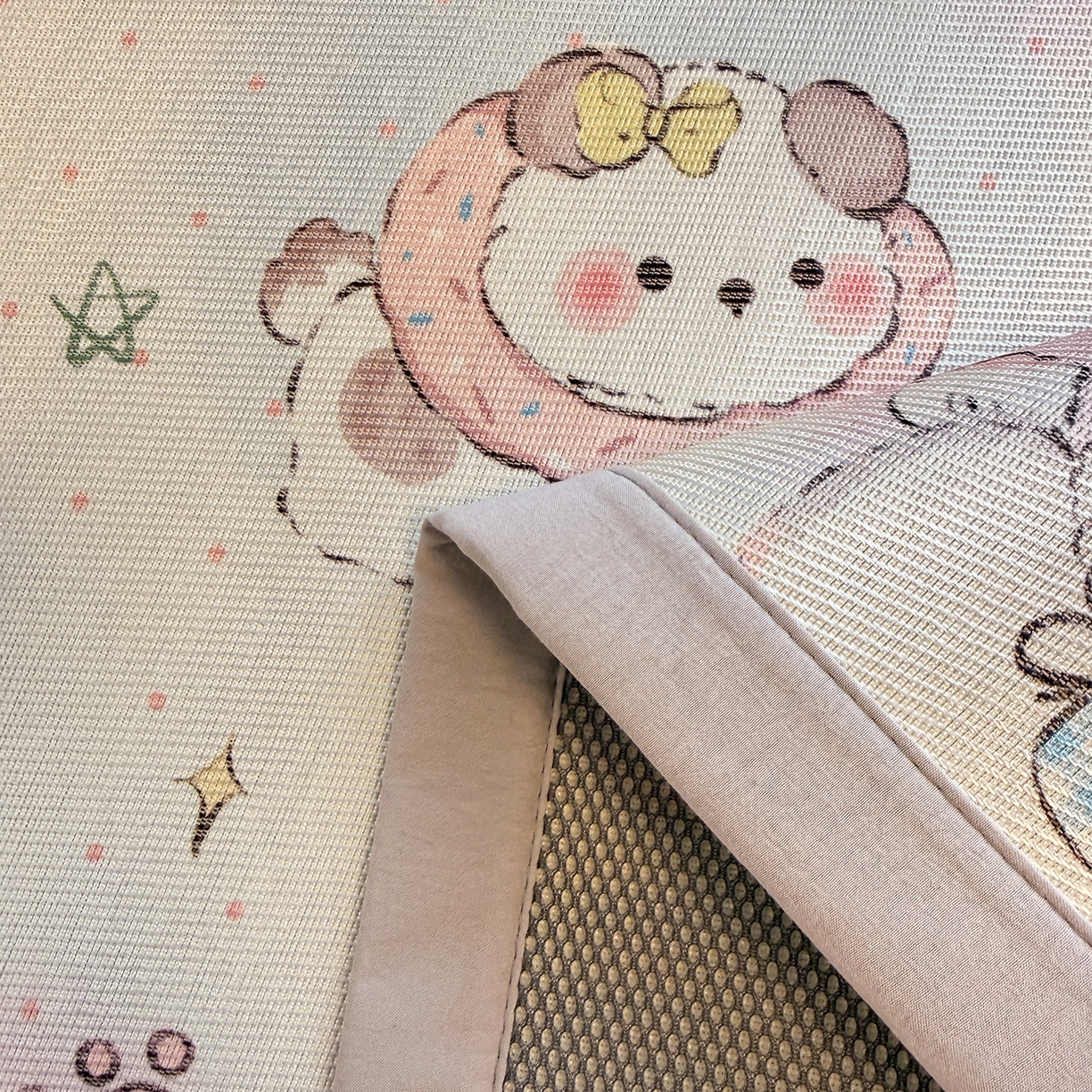 91家纺网 家纺一手货源 找家纺 懒猫家纺 2026新款250D数码印花宽边圆网冰丝凉席 奶芙小狗