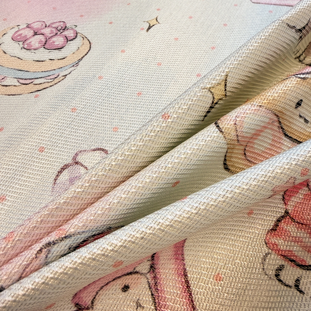 91家纺网 家纺一手货源 找家纺 懒猫家纺 2026新款250D数码印花宽边圆网冰丝凉席 奶芙小狗