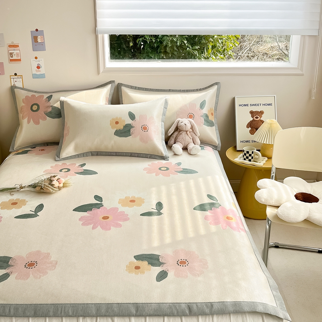 91家纺网 家纺一手货源 找家纺 懒猫家纺 2026新款250D数码印花宽边圆网冰丝凉席 清晨