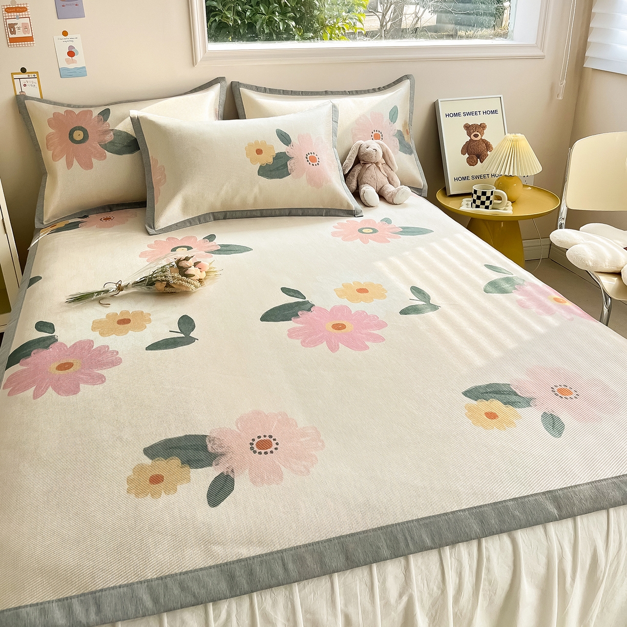 91家纺网 家纺一手货源 找家纺 懒猫家纺 2026新款250D数码印花宽边圆网冰丝凉席 清晨