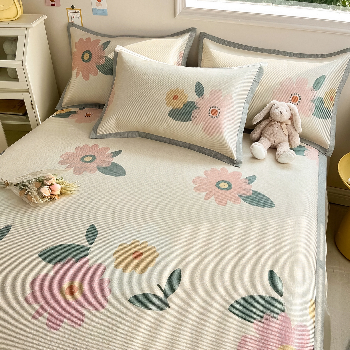 91家纺网 家纺一手货源 找家纺 懒猫家纺 2026新款250D数码印花宽边圆网冰丝凉席 清晨