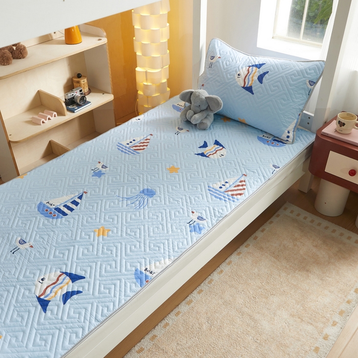 91家纺网 家纺一手货源 找家纺 舒居家纺 2026新款学生床全棉软床垫床盖 海洋之心