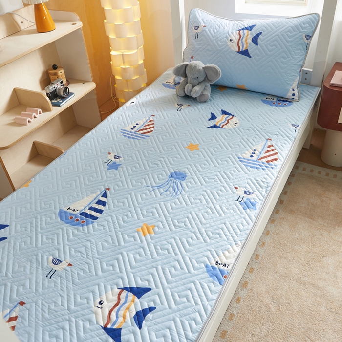 91家纺网 家纺一手货源 找家纺 舒居家纺 2026新款学生床全棉软床垫床盖 海洋之心