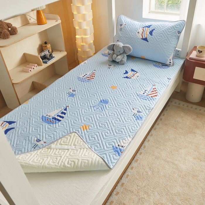 91家纺网 家纺一手货源 找家纺 舒居家纺 2026新款学生床全棉软床垫床盖 海洋之心