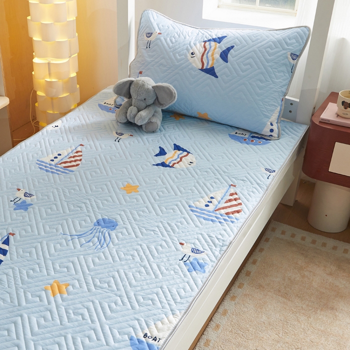 91家纺网 家纺一手货源 找家纺 舒居家纺 2026新款学生床全棉软床垫床盖 海洋之心