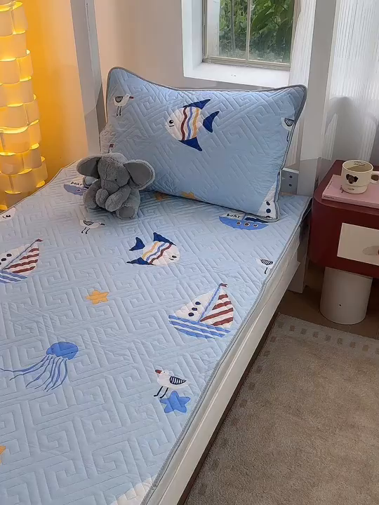 91家纺网 家纺一手货源 找家纺 舒居家纺 2026新款学生床全棉软床垫床盖 海洋之心