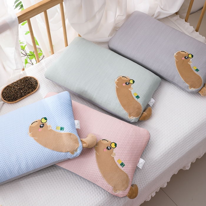 （总）仁宇枕业 2026新款儿童枕头冰豆豆凉豆豆婴幼儿卡通卡皮荞麦枕芯芯棉花芯乳胶枕头枕芯