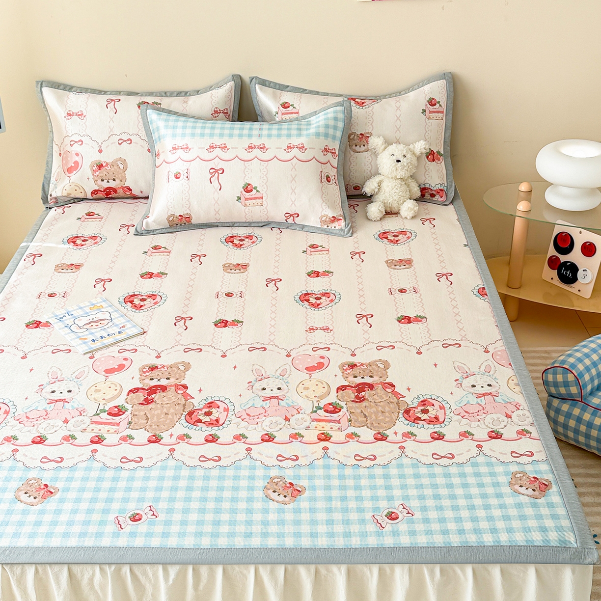 91家纺网 家纺一手货源 找家纺 懒猫家纺 2026新款250D数码印花宽边圆网冰丝凉席 甜品屋