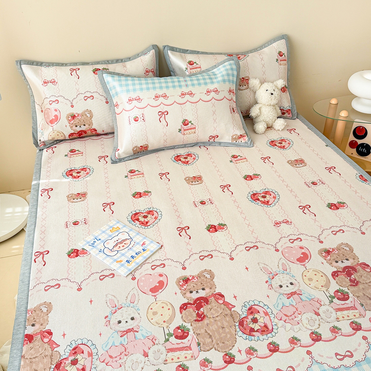 91家纺网 家纺一手货源 找家纺 懒猫家纺 2026新款250D数码印花宽边圆网冰丝凉席 甜品屋