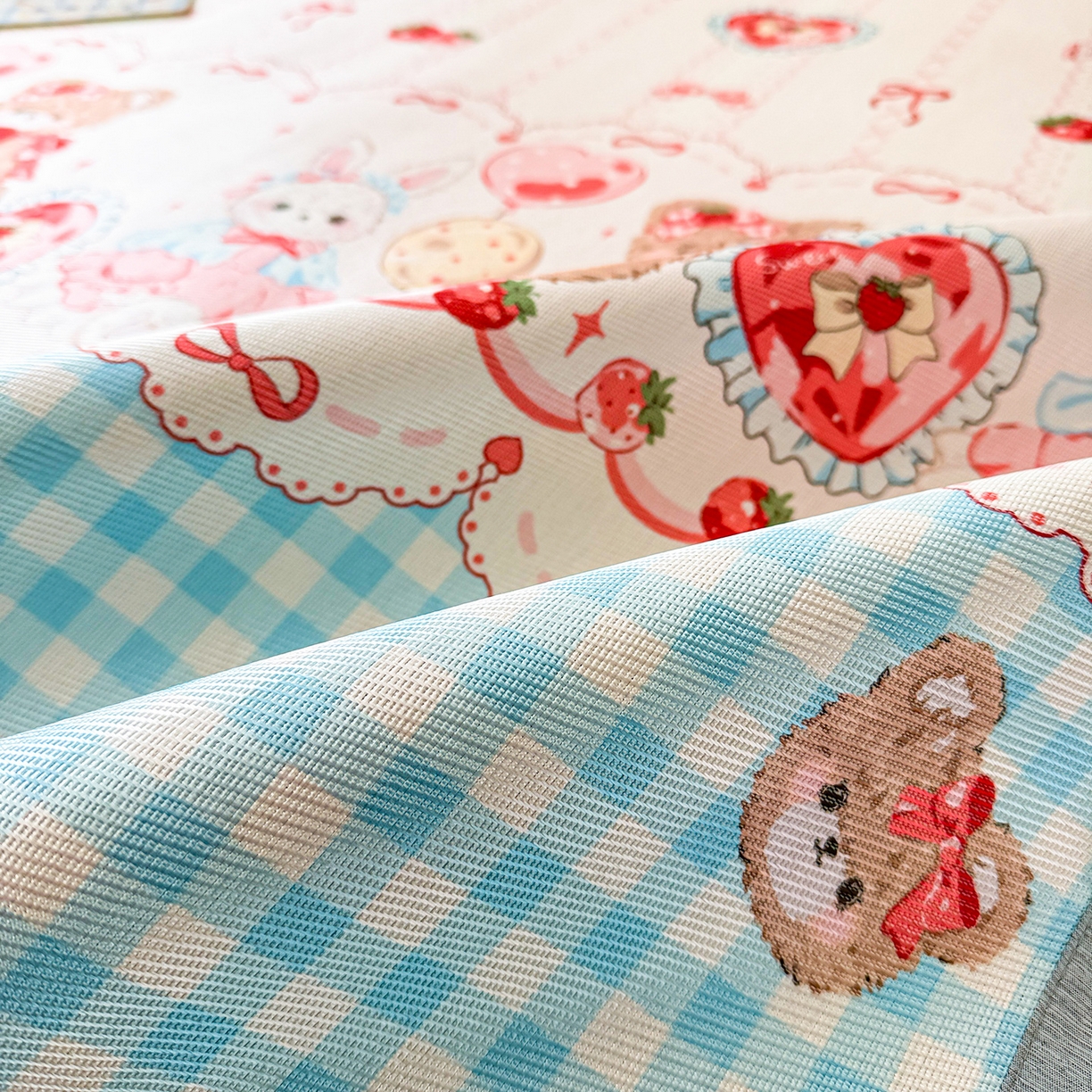 91家纺网 家纺一手货源 找家纺 懒猫家纺 2026新款250D数码印花宽边圆网冰丝凉席 甜品屋